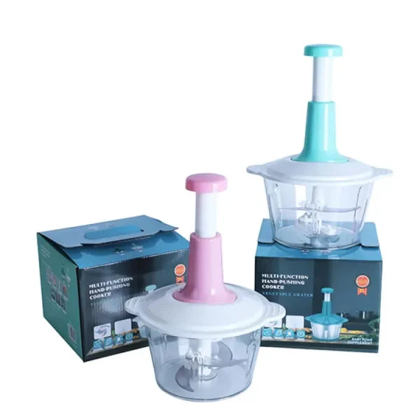 Multifunctional Manual Pushing Chopper With Beater & (grater , Shredder, Slicer Plate) High Quality(random Color )