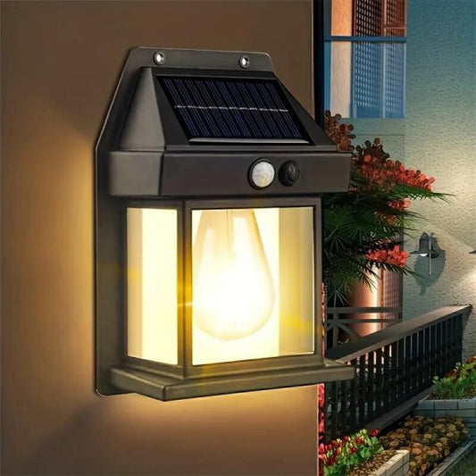 New Solar Tungsten Filament Lamp Outdoor Waterproof Intelligent Induction Wall Lamp Courtyard Garden Villa Lighting Night Light(random Color )