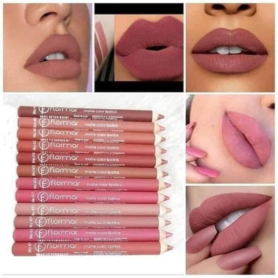 Pack Of 12 Flormar Matte Nude Shades High Quality Lip Pencils