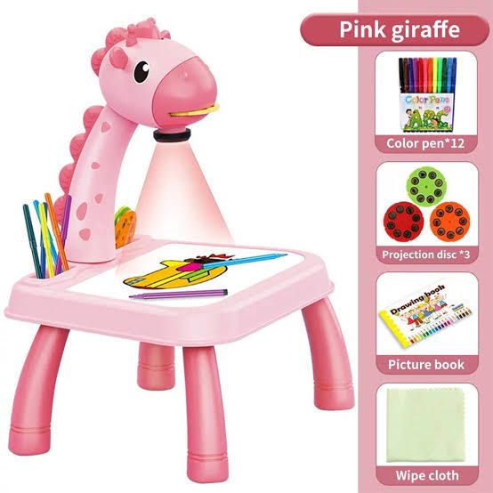 Projector Table For Kids 12 Markers 1 Sketch Book 3 Projector Disc And 1 Duster Included In It (random Colors)