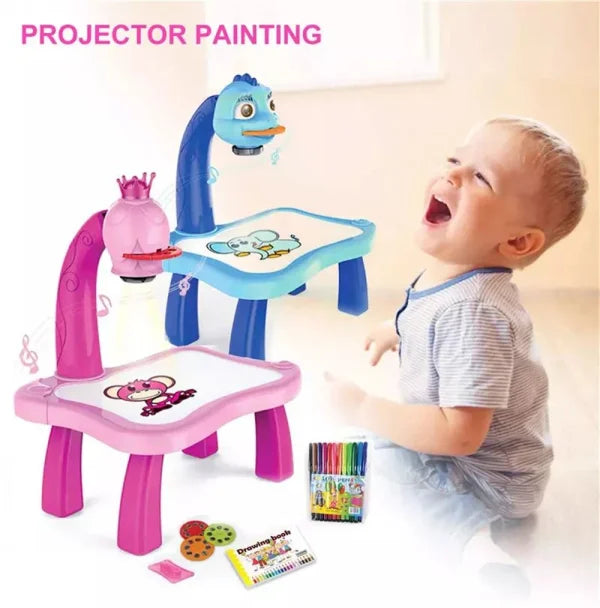 Projector Table For Kids 12 Markers 1 Sketch Book 3 Projector Disc And 1 Duster Included In It (random Colors)