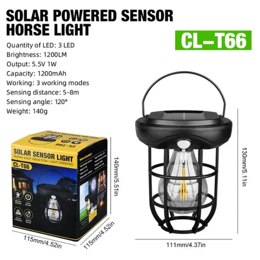 Solar Hang Lamp 1pc Solar Powered Outdoor Camping Lamp With Motion Sensor & Tungsten Wire )